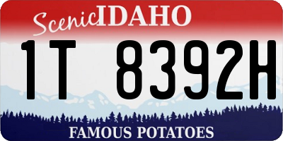 ID license plate 1T8392H