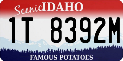 ID license plate 1T8392M