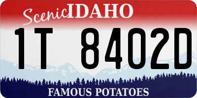 ID license plate 1T8402D