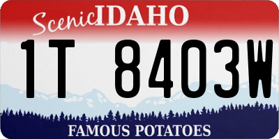 ID license plate 1T8403W