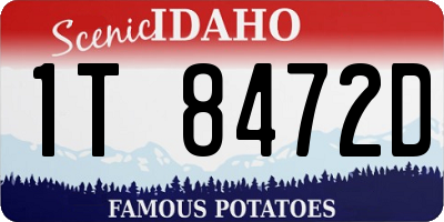 ID license plate 1T8472D