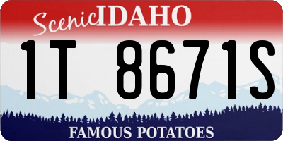 ID license plate 1T8671S
