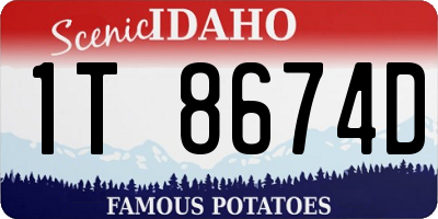 ID license plate 1T8674D