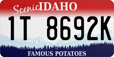 ID license plate 1T8692K