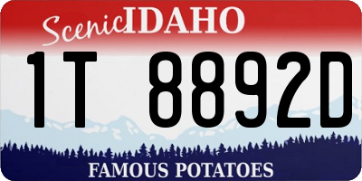 ID license plate 1T8892D
