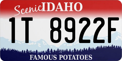 ID license plate 1T8922F