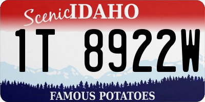 ID license plate 1T8922W