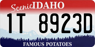 ID license plate 1T8923D
