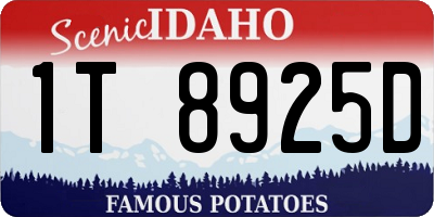ID license plate 1T8925D