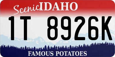 ID license plate 1T8926K