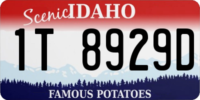 ID license plate 1T8929D