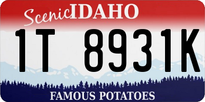 ID license plate 1T8931K