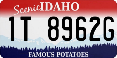 ID license plate 1T8962G