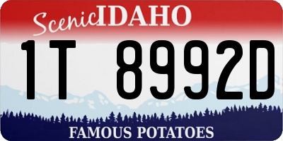 ID license plate 1T8992D
