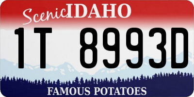 ID license plate 1T8993D