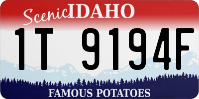 ID license plate 1T9194F