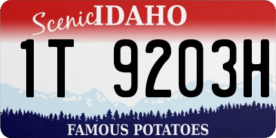ID license plate 1T9203H