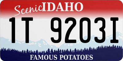ID license plate 1T9203I