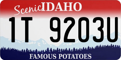 ID license plate 1T9203U