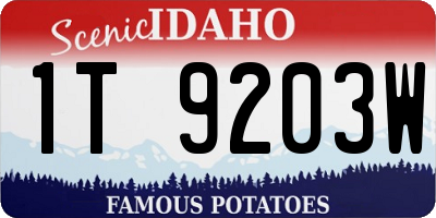 ID license plate 1T9203W