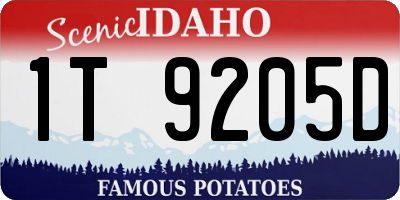 ID license plate 1T9205D