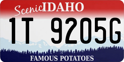 ID license plate 1T9205G