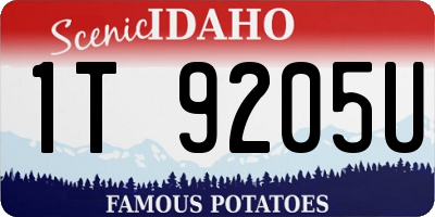 ID license plate 1T9205U