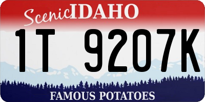 ID license plate 1T9207K