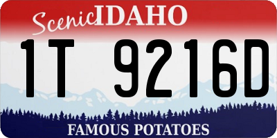 ID license plate 1T9216D
