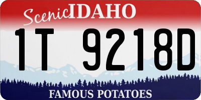 ID license plate 1T9218D