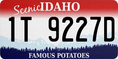 ID license plate 1T9227D