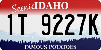 ID license plate 1T9227K