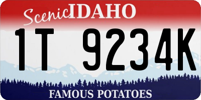 ID license plate 1T9234K