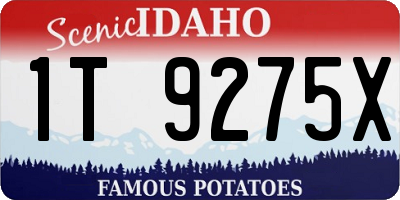 ID license plate 1T9275X