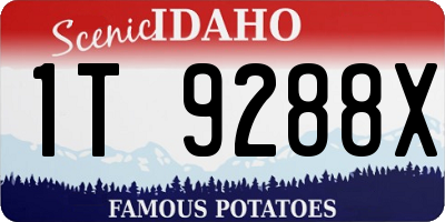 ID license plate 1T9288X