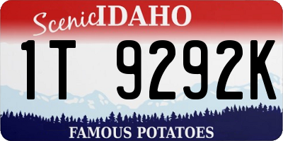ID license plate 1T9292K