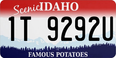ID license plate 1T9292U