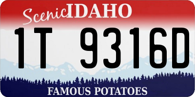 ID license plate 1T9316D