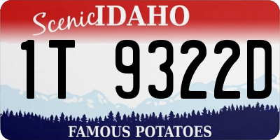 ID license plate 1T9322D