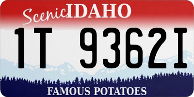 ID license plate 1T9362I