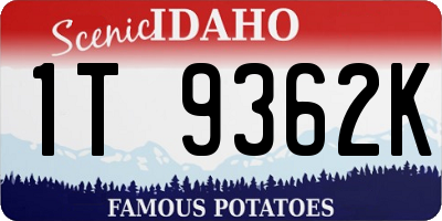 ID license plate 1T9362K