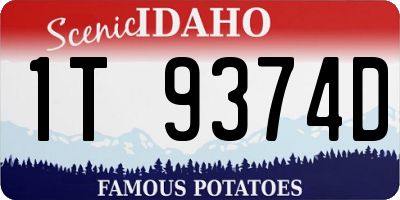 ID license plate 1T9374D