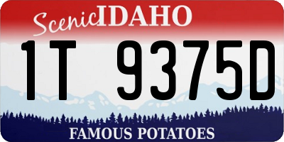 ID license plate 1T9375D