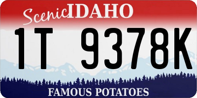 ID license plate 1T9378K