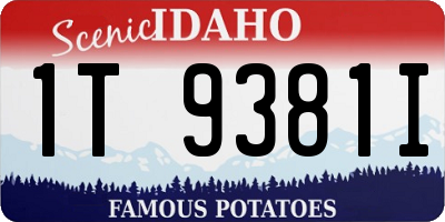 ID license plate 1T9381I