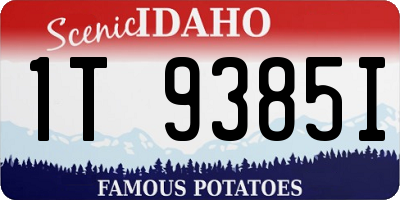 ID license plate 1T9385I