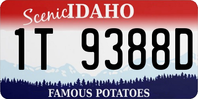 ID license plate 1T9388D