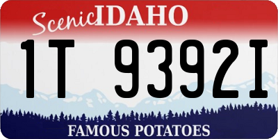 ID license plate 1T9392I
