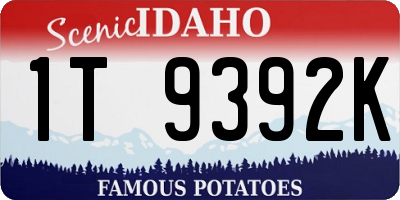 ID license plate 1T9392K