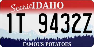ID license plate 1T9432Z